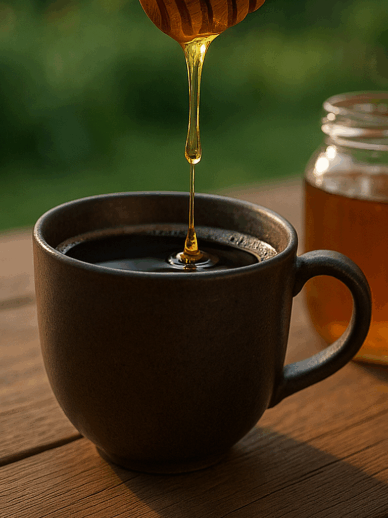 ホットコーヒーに蜂蜜を垂らす